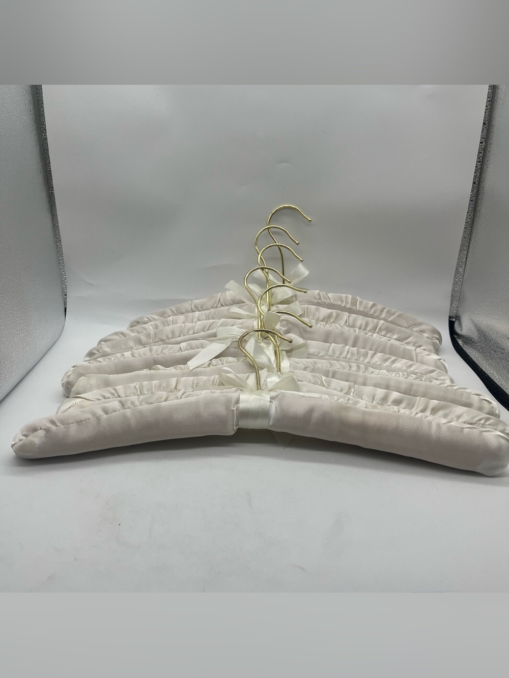 Satin Padded Ivory White Solid Hangers - Lot Of 7
